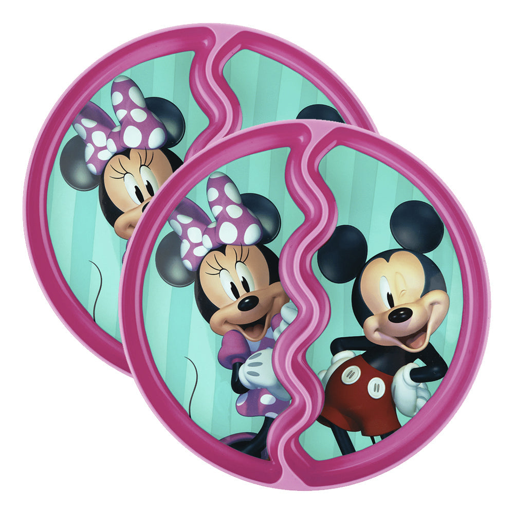 Disney Junior Minnie Mouse Children's/Toddler Suction Dinner Plate 12m+ Pink (2 Pack)