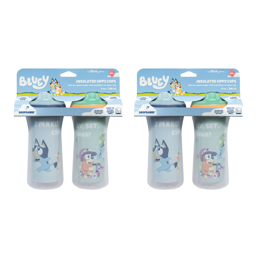 The First Years 2x Bluey Insulated Sippy Cup With DropGuard 2PK 266ml