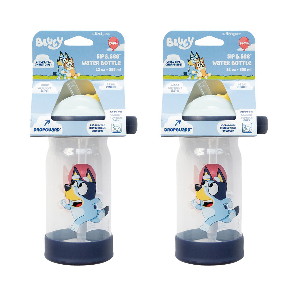 The First Years Bluey Sip & See Water Bottle w/DropGuard 355ml 2y+ (2 Pack)