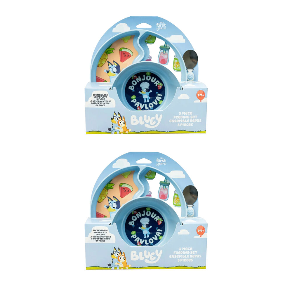 The First Years 3pc The First Years Bluey Toddler Feeding Set w/Bowl Plate Spoon 9m+ (2 Pack)