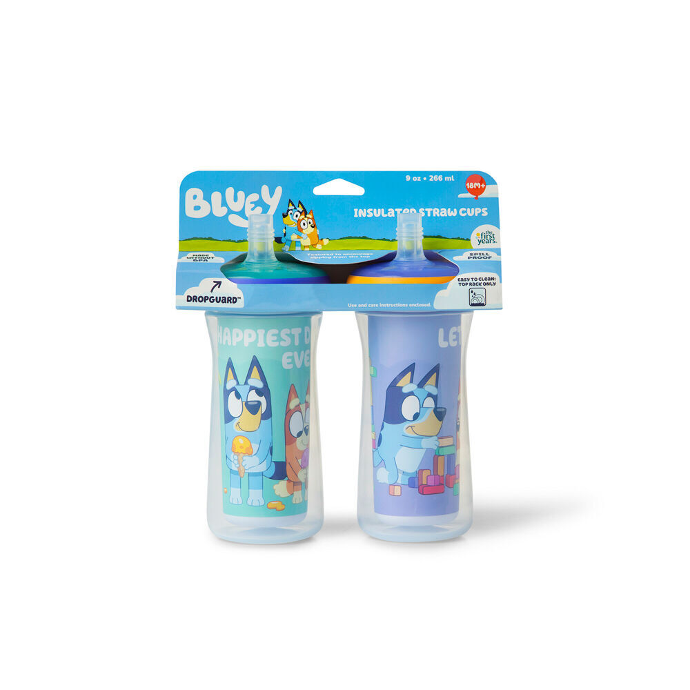 The First Years 2x Bluey Insulated Straw Bottle With DropGuard 2PK 266ml — image 2