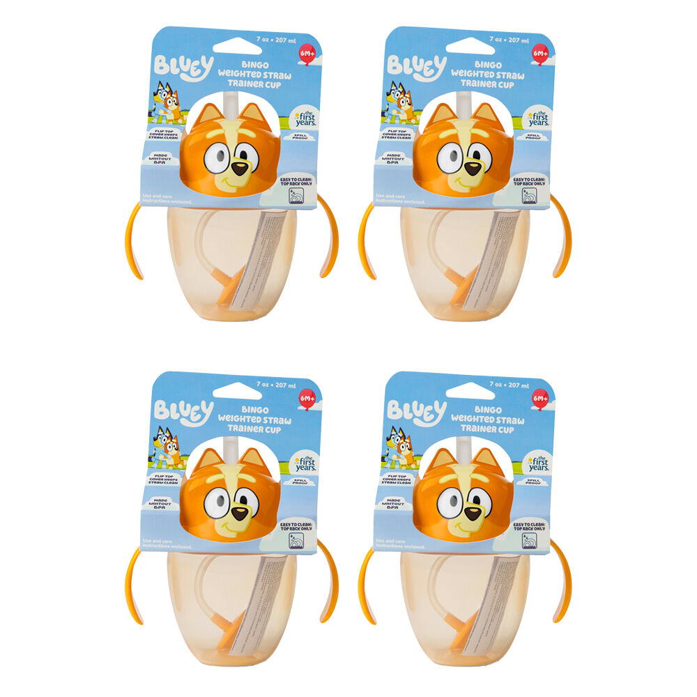 The First Years Bingo Weighted Straw Trainer/Sippy Cup 207ml 6 Months+ (4 Pack)