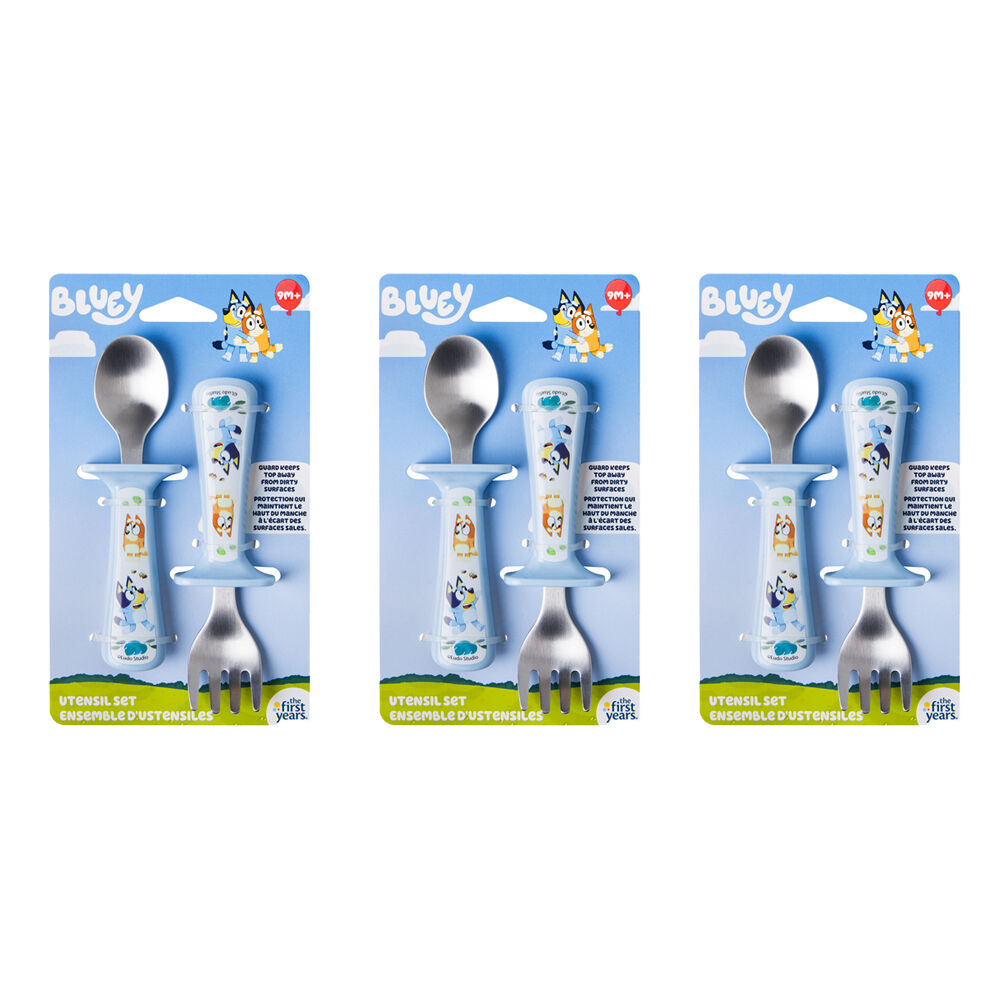 The First Years 2PK The First Years Bluey Toddler Utensils Set w/Spoon and Fork 9m+ (3 Pack)