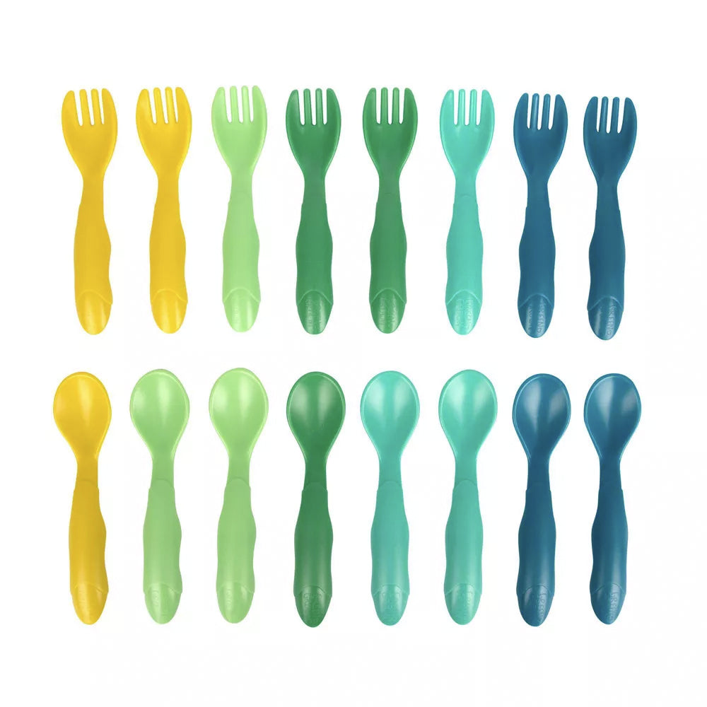 Green Grown Reusable Flatware Fork & Spoon Toddler/Baby Set 9m+ Assorted (16 Pieces)