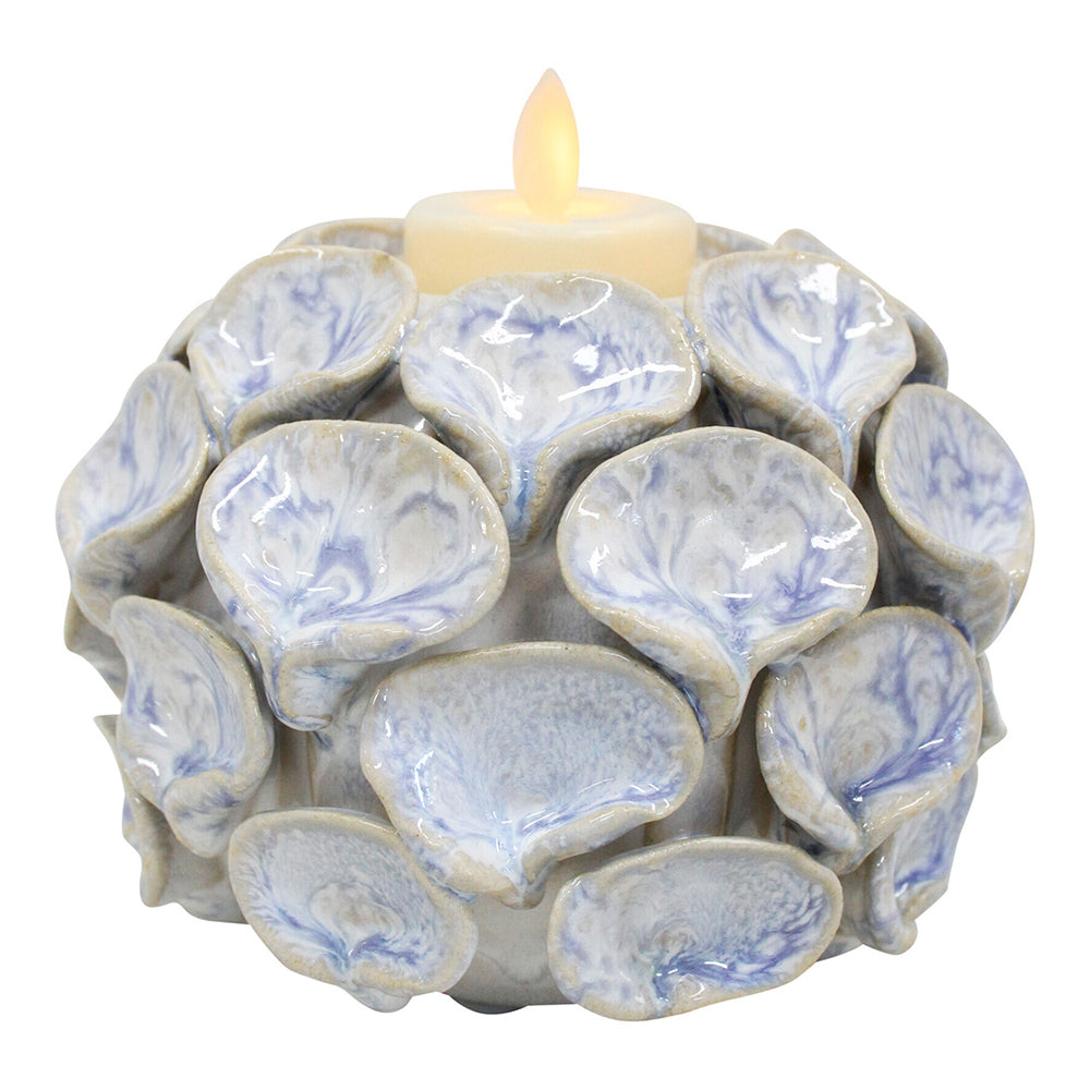 LVD Ceramic 11cm Pillar/Tealight Candle Holder Succulent Lagoon Home Decor Blue