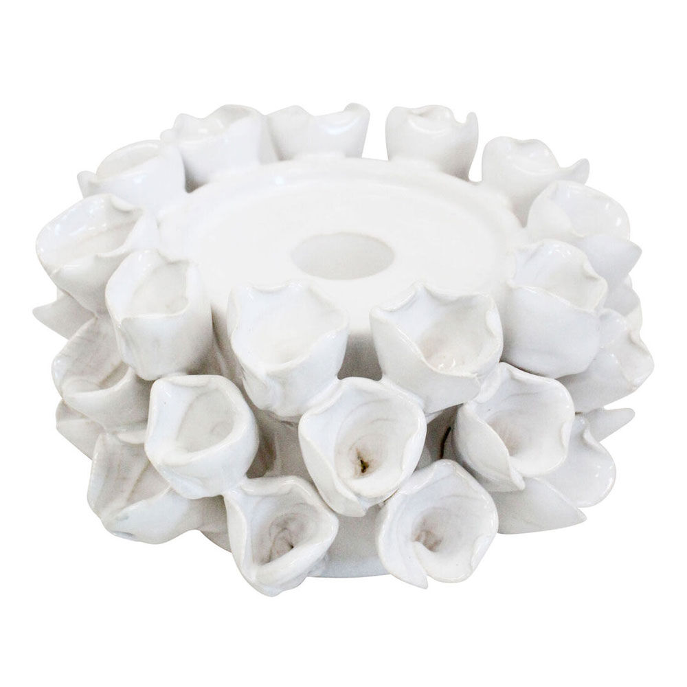 LVD Succulent Bell Ceramic Taper/Stick Candle Holder Desk Decor 17x9cm Ivory