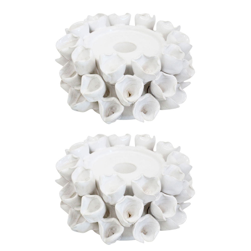 LVD Succulent Bell Ceramic Taper/Stick Candle Holder Desk Decor 17x9cm Ivory (2 Pack)