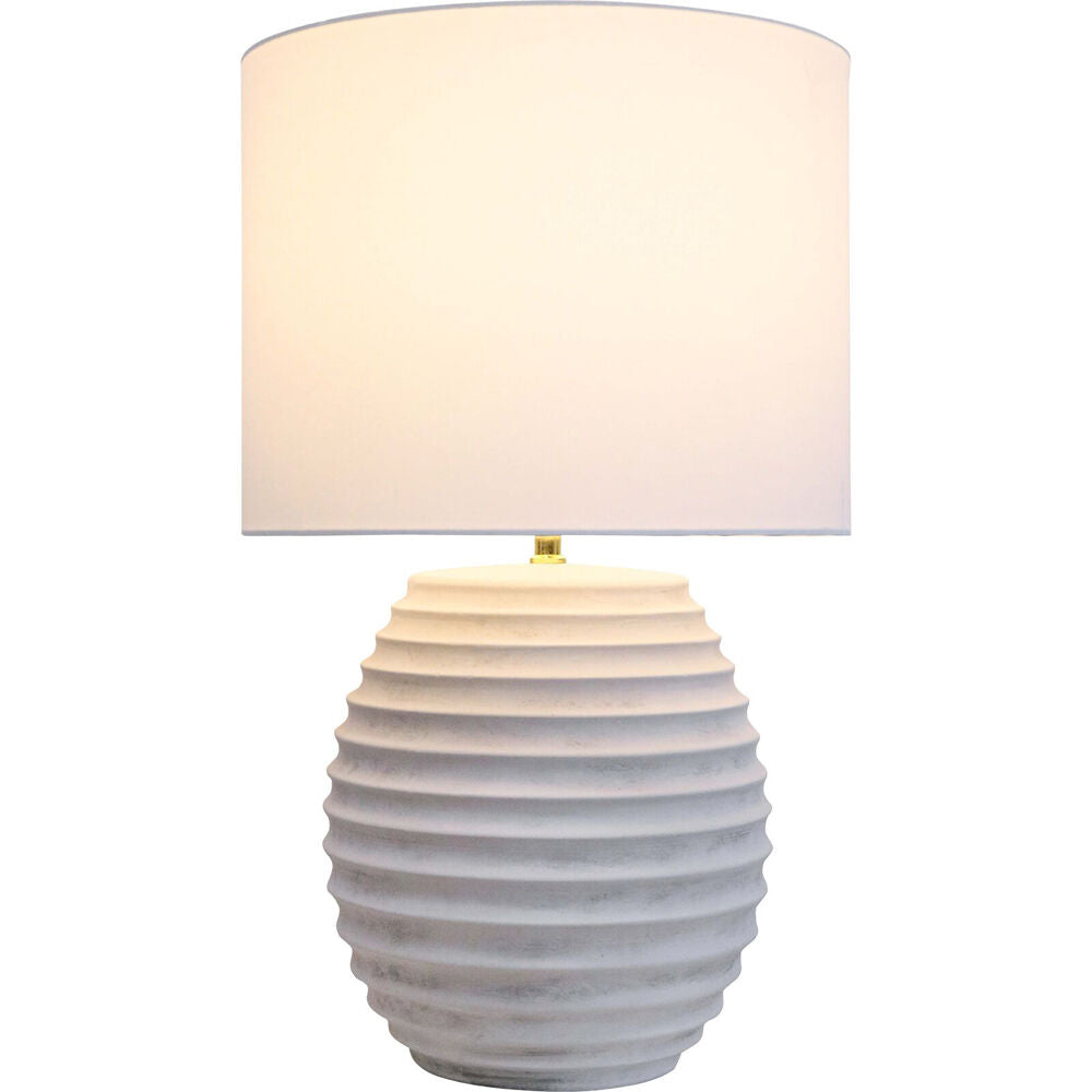LVD 38x60cm White Ceramic/Cotton Textured Curved Rim Bedroom Lamp