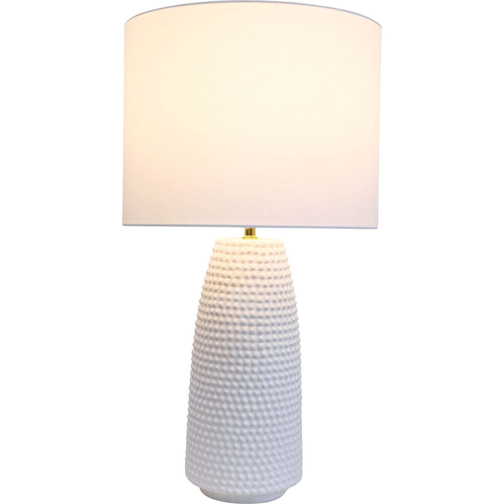 LVD 38x68cm White Ceramic/Cotton Tactile Raised Dots Bedroom Table Lamp