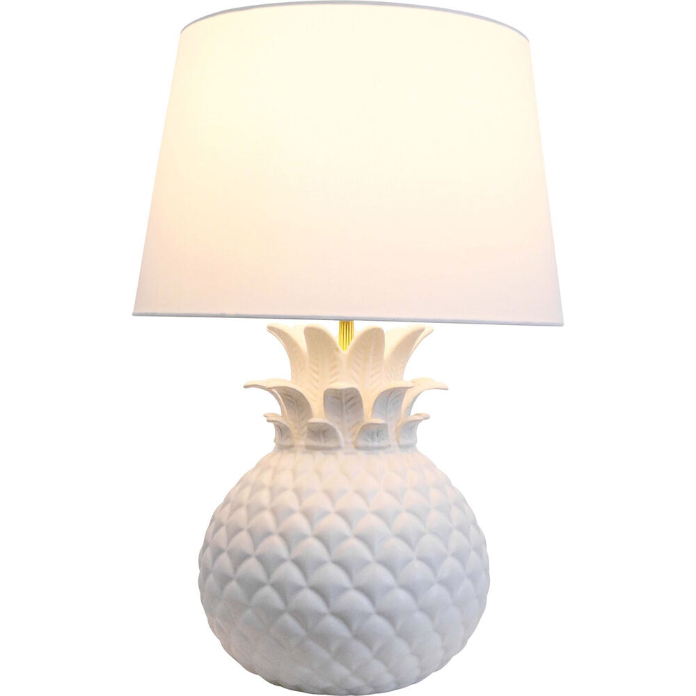 LVD 35x70cm White Ceramic/Cotton Tropical Pineapple Bedroom Lamp Squat