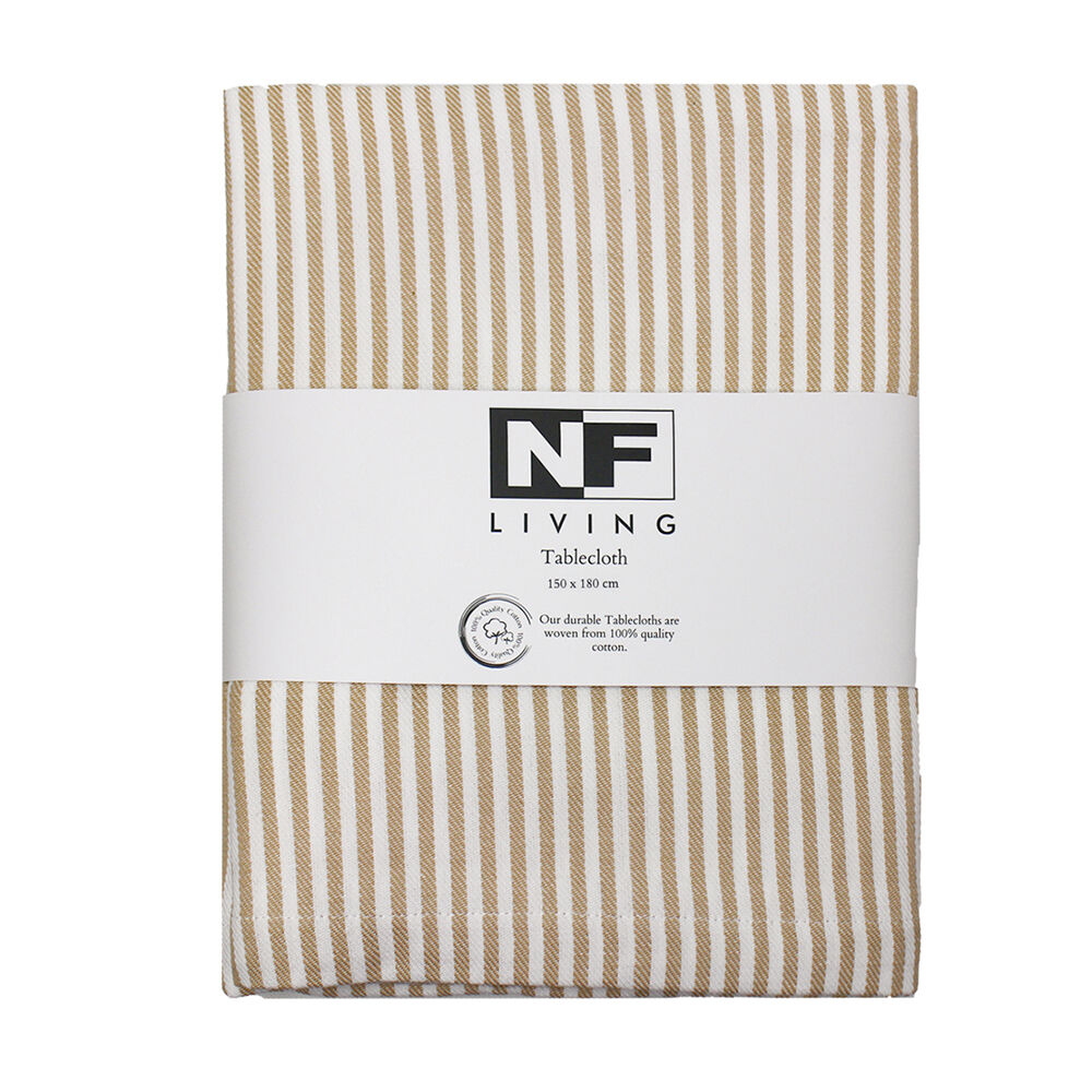 Nf-Home & Entertaining Essentials NF Home & Entertaining Essentials Maison Table Cloth 150x180cm Striped Beige