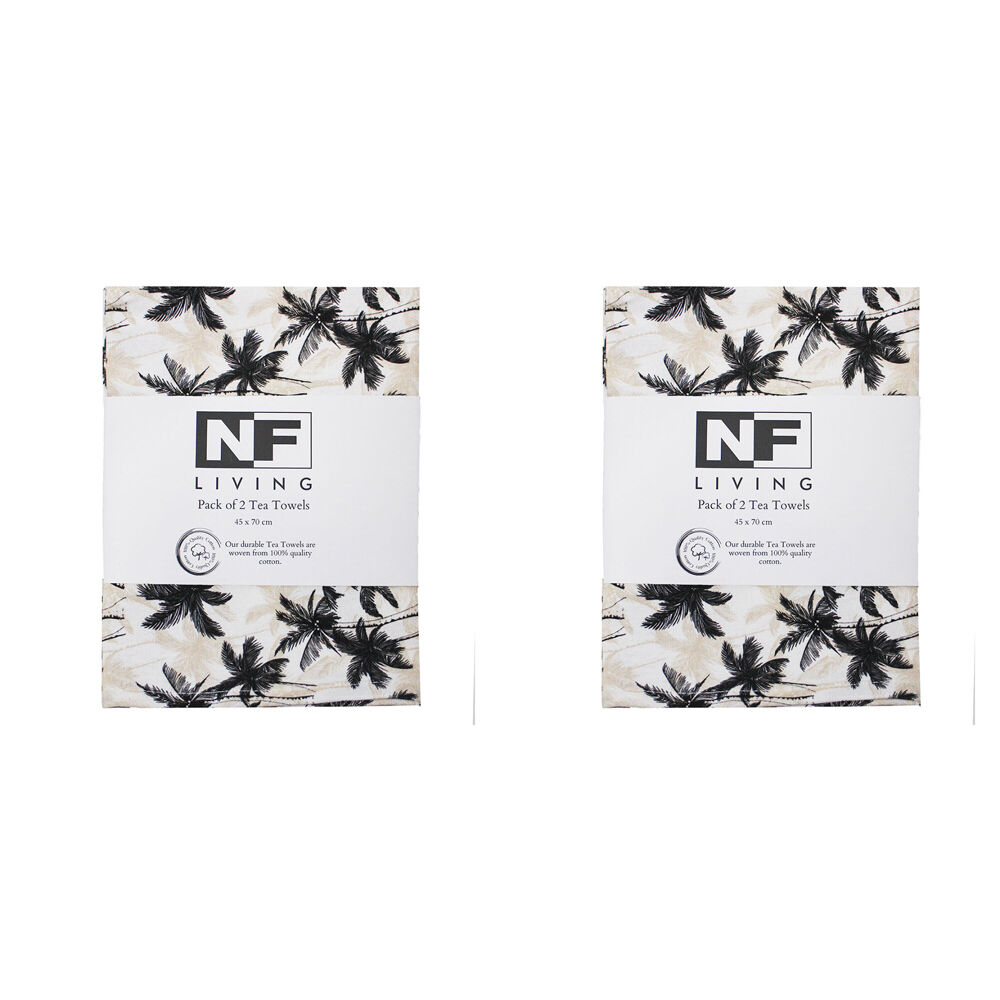 Nf-Home & Entertaining Essentials 2pc NF Home & Entertaining Essentials Treemend Tea Towel 45x70cm Solid Black (2 Pack)