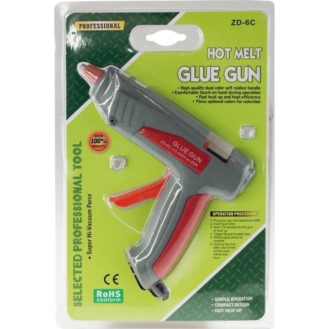 Unbranded Compact 25W Hot Melt Glue Gun w/ 2pc 11.2mmx100mm Glue Stick/Adhesive Grey/Red — image 3