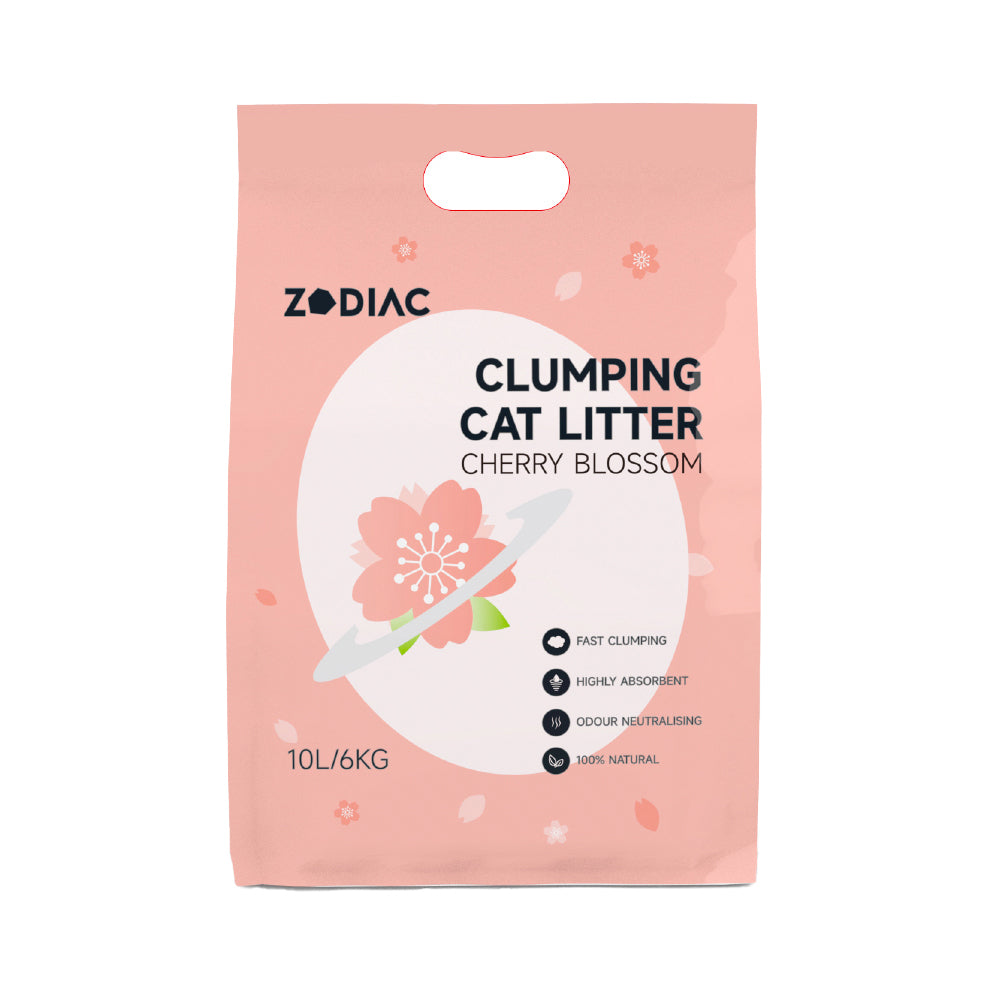 Zodiac 10L/6kg Clumping Bentonite Clay Pet Cat Litter Absorbent Cherry Blossom