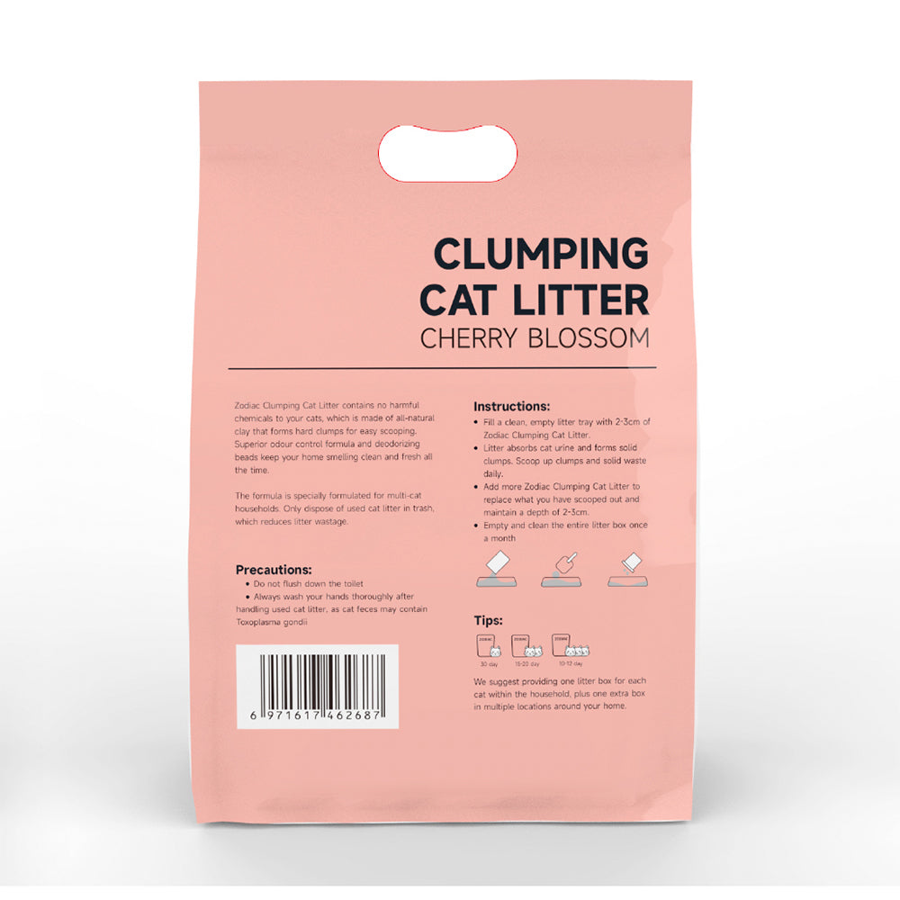 Zodiac 10L/6kg Clumping Bentonite Clay Pet Cat Litter Absorbent Cherry Blossom — image 2