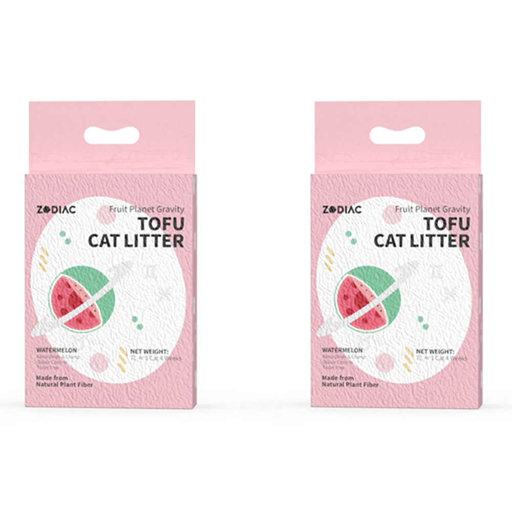 Zodiac 7L/2.5kg Fruity Tofu Soy Pulp Cat Litter Absorbent/Clumping Watermelon (2 Pack)