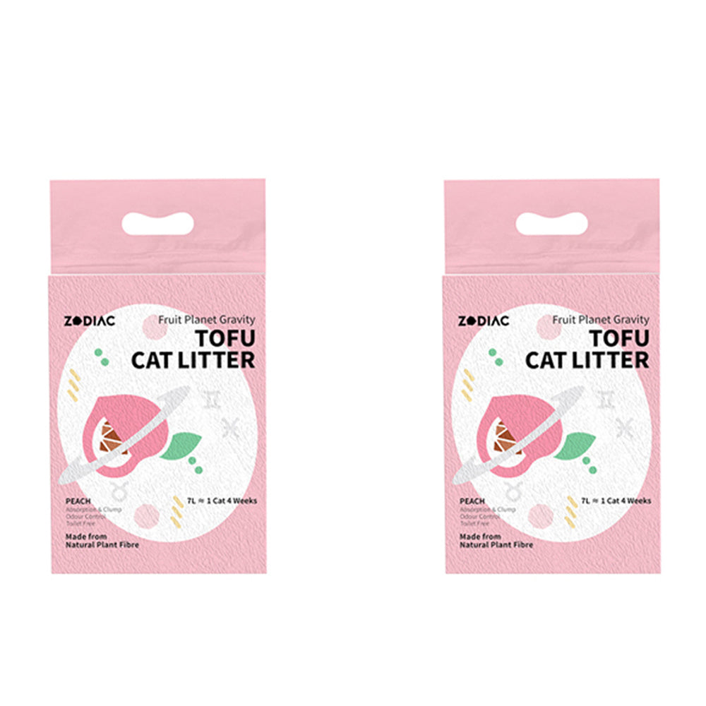 Zodiac 7L/2.5kg Fruity Tofu Soy Pulp Pet Cat Litter Absorbent/Clumping Peach (2 Pack)