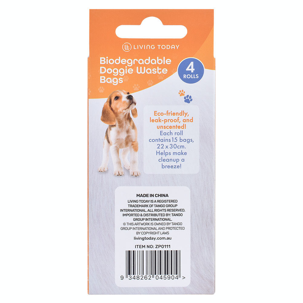 Living Today Biodegradable Doggie Poop Waste Bag w/ 4 Rolls (60 Bags) (4 Pieces) — image 2