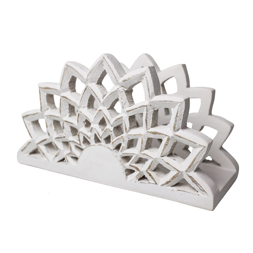 NF Living Flower Napkin Holder 22x12cm White Abstract