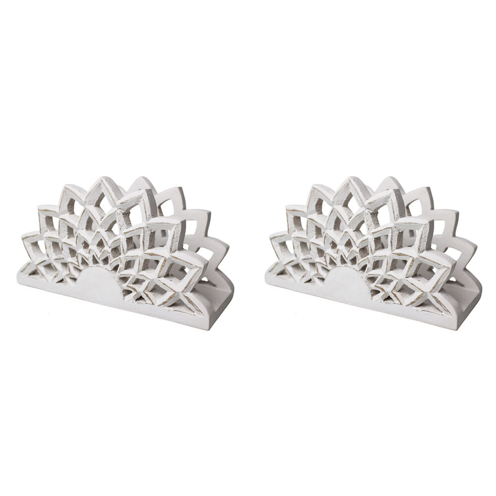 NF Living Flower Napkin Holder 22x12cm Abstract White (2 Pack)