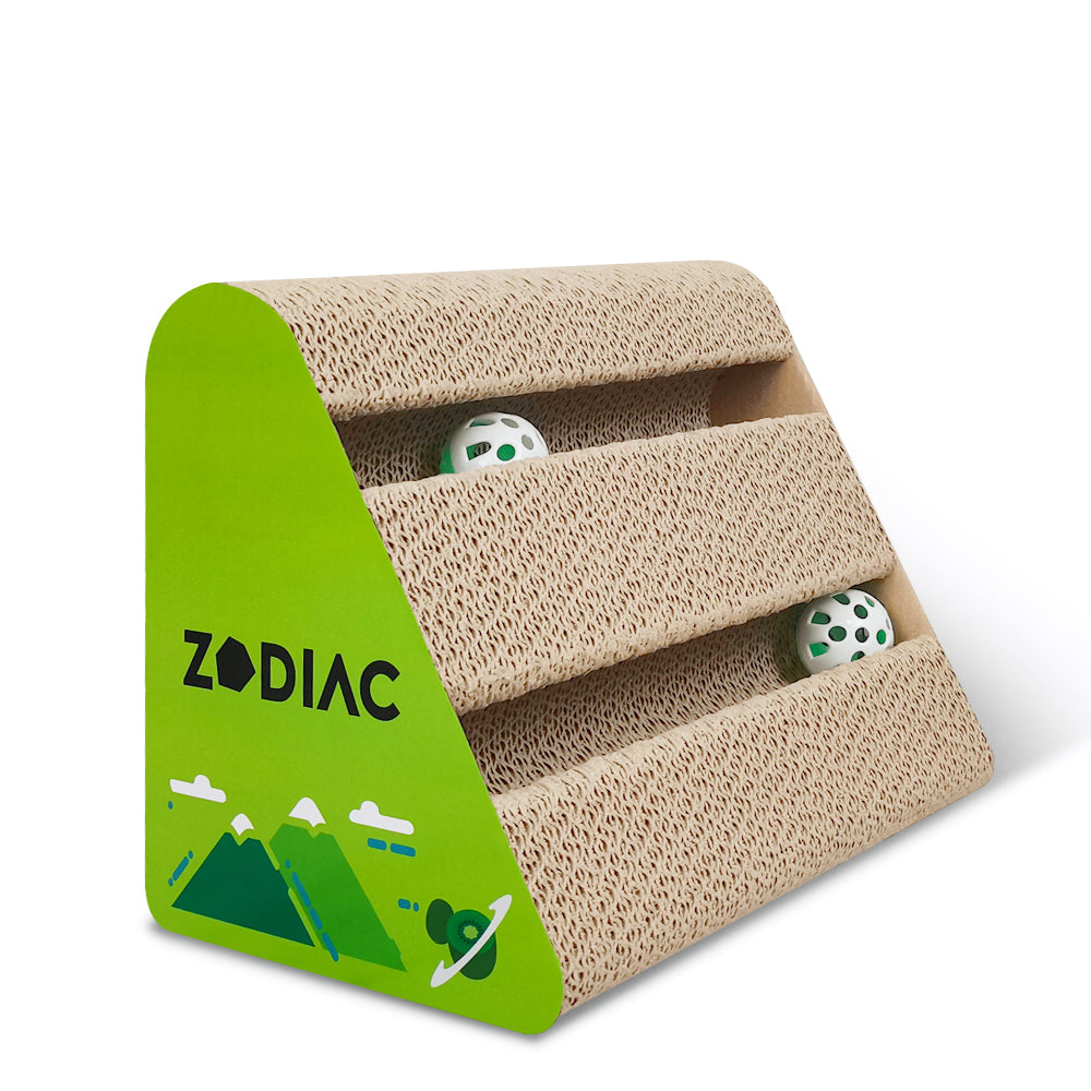Zodiac Kiwi 28x17cm Triangle Pet Cat Scratcher w/ Ball Interactive Fun Play Toy