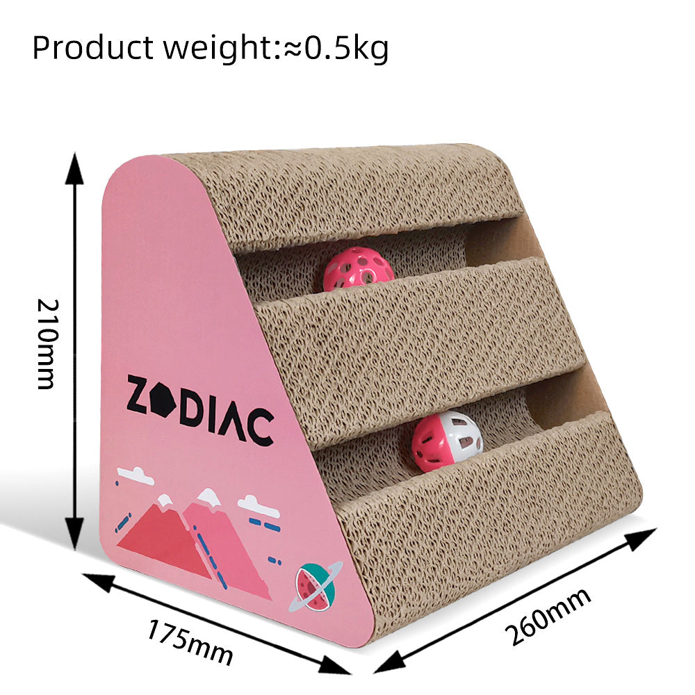 Zodiac Watermelon 28x17cm Triangle Pet Cat Scratcher w/ Ball Interactive Fun Toy — image 2