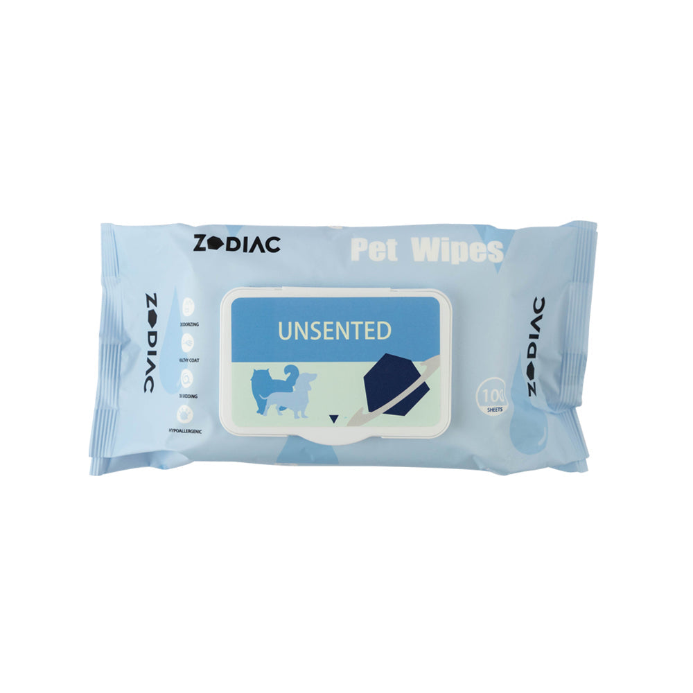 Zodiac Unscented Grooming/Cleaning Pet Dog/Cat Antibacterial Thick Wipes (100 Pieces)